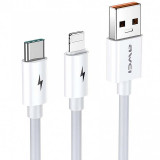 Cablu Incarcare USB - Lightning / USB Type-C Awei CL-79, 1.2 m, Alb