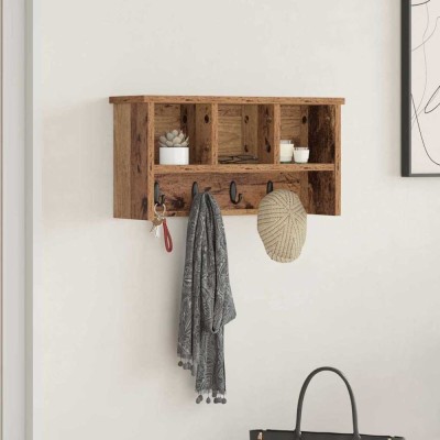 vidaXL Răcător de paltoane montat pe perete Lemn vechi 50 x 16 x 26 cm 874313 foto