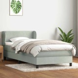 vidaXL Pat box spring cu saltea, gri deschis, 80x210 cm, catifea 3317421