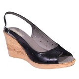 Sandale dama din piele naturala Negru Box cu bareta NA177NBOX