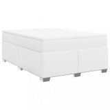 Cumpara ieftin Pat box spring cu saltea, alb, 140x190 cm, piele ecologica