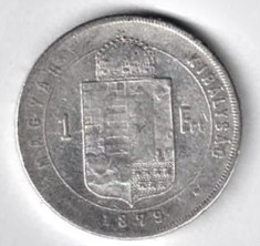 UNGARIA 1 FORINT 1879 ARGINT STARE BUNA