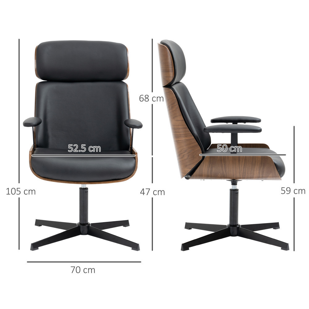 HOMCOM Scaun de birou din piele PU rotativ, simplu, modern, cu spatar  inalt, scaun de computer, scaun de birou pivotant pentru casa si birou,  negru | Okazii.ro