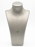 Colier Argint 925 Placat Aur Galben, Cristal Verde Smarald, Taietura Dreptunghiulara, 45 cm, Femei, Atcom