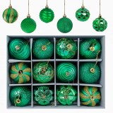 Set de 12 globuri de Craciun Gxhong, plastic, verde, 6 cm