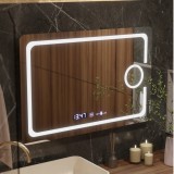 Oglinda LED Rectangulara, 120x80cm, Eclat MotionGlow Marcello, Sistem Dezaburire, Ceas &amp; Termometru, Lupa Cosmetica, Dimabila ModernLight Concept