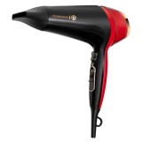 Uscator de par Remington D5755 Thermacare Manchester United, 2400 W, 2 viteze, 3 trepte de temperatura, Indicator LED Ionic, Turbo Boost, Rosu/ Negru