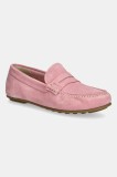 Gant mocasini din piele &icirc;ntoarsă Seabaya culoarea roz, cu toc plat, 30573932.G580