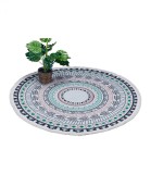 Covor rotund pentru living/dormitor cu motive mandala, diametru 120 cm , bumbac tesut, multicolor