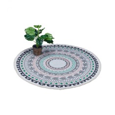 Covor rotund pentru living/dormitor cu motive mandala, diametru 120 cm , bumbac tesut, multicolor