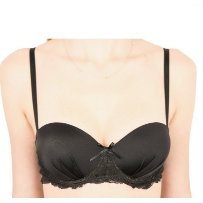 Sutien Balconette Elegant cu Cupe Preformate &amp;icirc;mbracate in Microfibra - S103 - Negru - 75C foto