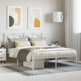 Cadru de pat metalic cu tablie, alb, 140x190 cm GartenMobel Dekor, vidaXL