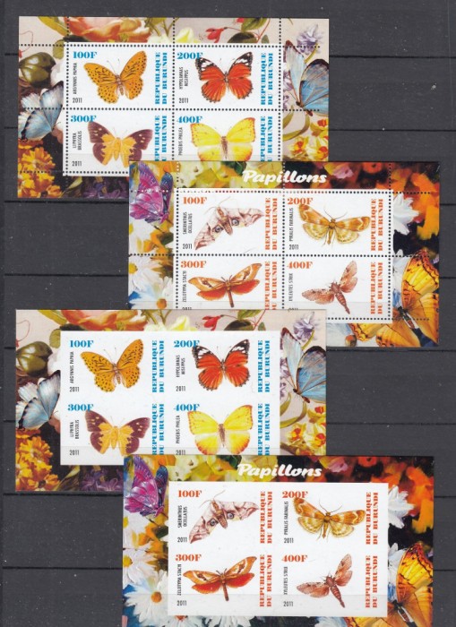 Burundi 2011 - FLUTURI - 4 Colite D + NDT - MNH