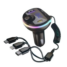 Modulator FM QC80, BT, dual USB, cablu cu 3 mufe, 36W, 12/24V