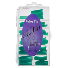 Tipsuri colorate – aqua, cutie 110 buc., nr. 0-10