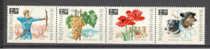 Ungaria.1966 Ziua marcii postale-streif SU.271