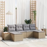 Set de Canapea Grădină vidaXL cu Perne Bej Ratan Poli Acacia, Canapea Grădină vidaXL cu 2 Locuri și Spațiu de Depozitare &amp; Perne Bej Ratan Poli