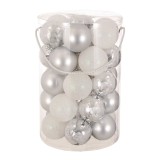 Set 30 de globuri pentru brad, 7 cm, Alb