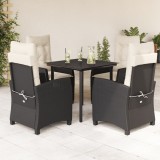 vidaXL Set mobilier de grădină cu perne, 5 piese, negru, poliratan