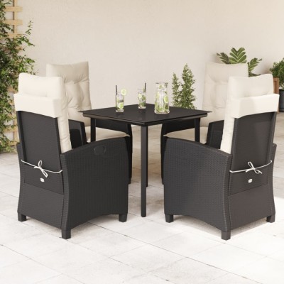 vidaXL Set mobilier de grădină cu perne, 5 piese, negru, poliratan 3212733 foto