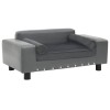 VidaXL Canapea pentru c&acirc;ini, gri, 81x43x31 cm, pluș &amp; piele ecologică