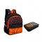Set Ghiozdan Prescolar Negru Portocaliu Baschet cu Penar Echipat Dublu Negru