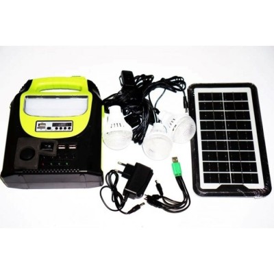 Sistem de iluminat solar, cu radio si bluetooth, tensiune maxima 9V, USB 5V, negru/verde foto