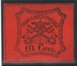 Italy Church State 1867 Coat of arms, 10C, Mi.15, SIGNED, imperf., MH AM.153, Nestampilat