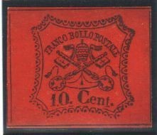 Italy Church State 1867 Coat of arms, 10C, Mi.15, SIGNED, imperf., MH AM.153