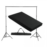 Cumpara ieftin Sistem de suport fundal, 300 x 300 cm, negru, vidaXL