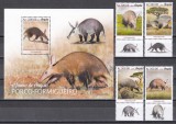 Angola 2019 - Fauna din Angola, Serie cu Tapsuri + Colita, MNH