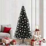vidaXL Brad de Crăciun cu 300 LED cu suport Negru 210 cm PVC 3396490