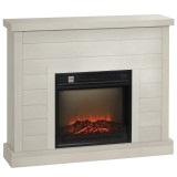 HOMCOM Șemineu Electric cu Flacără 3D, Oprire Automată, &Icirc;ncălzire Reglabilă și Temporizator, 96,5x22x81,7 cm, Gri Deschi | Aosom Romania