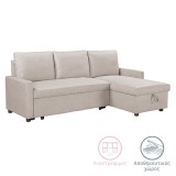 Cumpara ieftin Coltar extensibil reversibil Infuse cu spatiu de depozitare material bej 203x130x88 cm