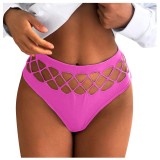 Bikini Tanga Elastici cu Talie Inalta, Roz Neon, M, STD