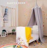 Baldachin pentru pat copii Alavya Home 250x50 cm bumbac organic muselină - gri