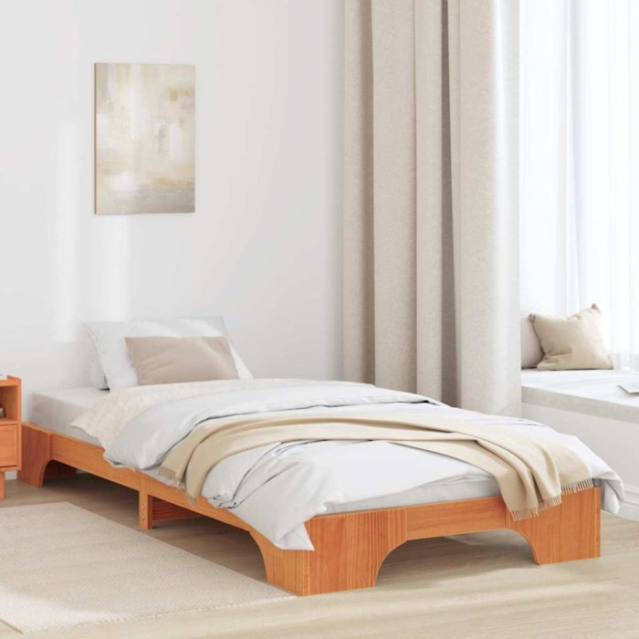 vidaXL Cadru de Pat Maro Ceară 90x200 cm din Lemn Masiv de Pin