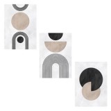 Set 3 postere decorative cu forme geometrice, 50x70 cm, nuante pamantii, CMCLASS