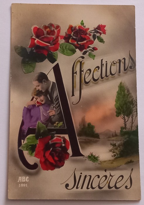 Carte Postala Franta '' Afections sinceres ''
