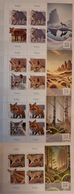 Fauna - Vulpi, minicoală de 3 timbre și 1 vinietă, 2025, LP 2507d, nominal 133.5 lei, MNH foto