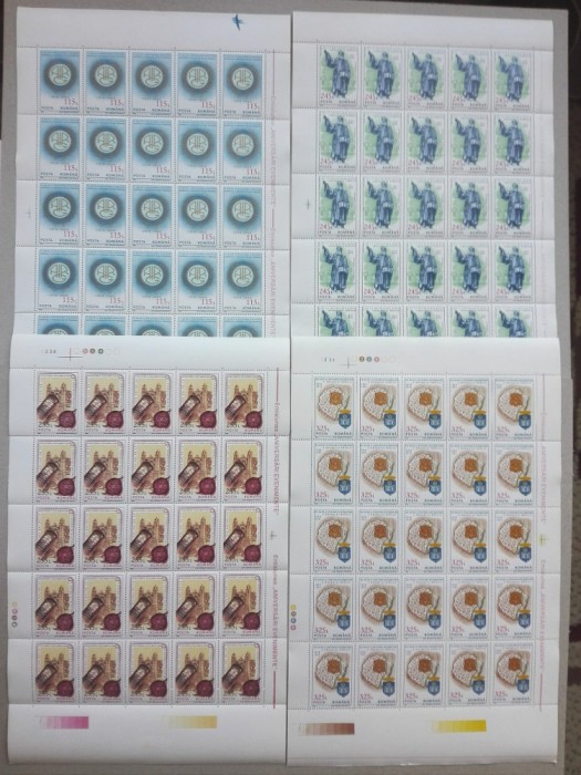 TIMBRE ROM&Acirc;NIA LP1330/1993 ANIVERSĂRI - EVENIMENTE SET4 coli 25 timbre MNH