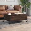 Masuta cafea Gossi stejar maro, 91x55x34 cm, lemn prelucrat, cu roti si frane, compartimente depozitare