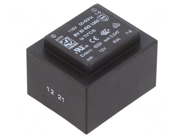 Transformator &icirc;ncapsulat 6VA 12V 500mA PCB