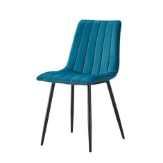 Scaun dining tapiterie stofa inaltime totala 91 cm latime 43 cm picioare metalice negre stil elegant verde foto