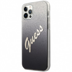 Husa Plastic - TPU Guess Vintage pentru Apple iPhone 12 / Apple iPhone 12 Pro, Neagra GUHCP12MPCUGLSBK