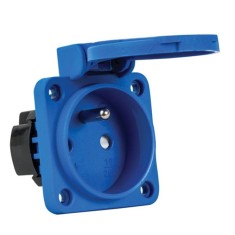 Priza standard francez incastrabila albastra pentru tablouri electrice 16A protectie copii IP44