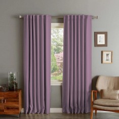 Draperie din catifea cu rejansa transparenta cu ate pentru galerie, Madison, 150x250 cm, densitate 700 g/ml, Violet, 1 buc