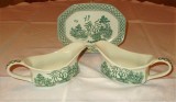 Platou cu 2 sosiere -portelan Englezesc - Royal Staffordshire - Willow - 1940