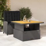 vidaXL Set mobilier de grădină cu perne, 2 piese, negru, poliratan