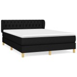 Cumpara ieftin Pat box spring cu saltea, negru, 140x200 cm, textil